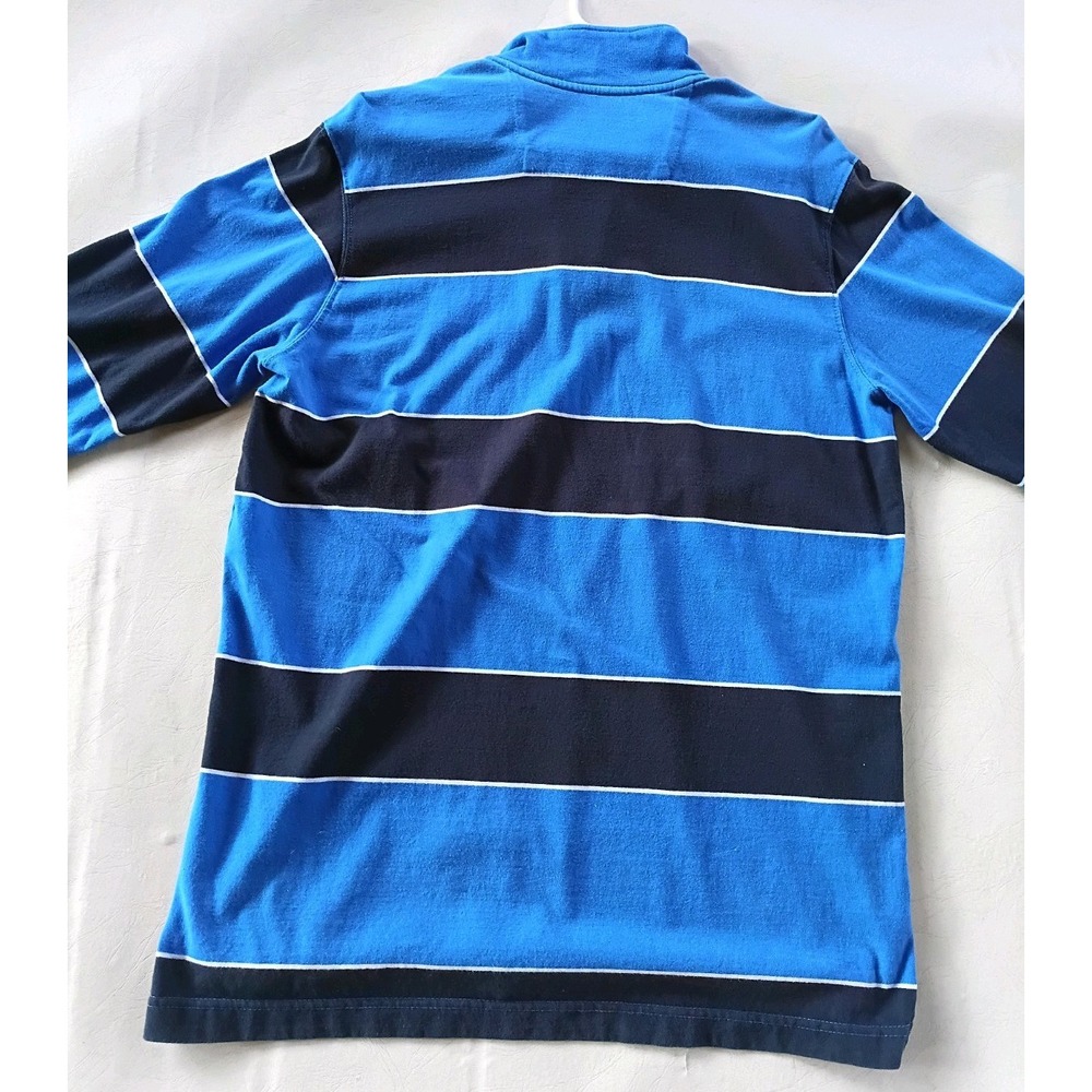 Chaps Mens Blue Stripe Quarter Zip Long Sleeve Polo Shirt M Embroidered Logo - Picture 3 of 16